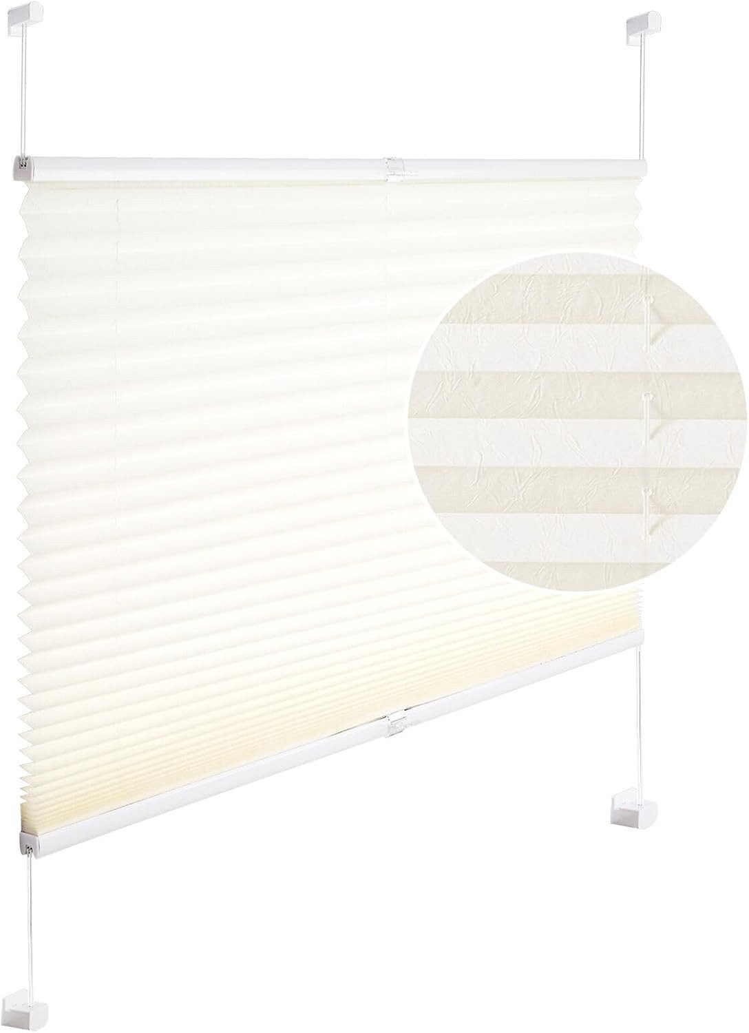 Woltu Plissee, Rolle mit Klemmfix in Crushed Optik creme günstig online kaufen