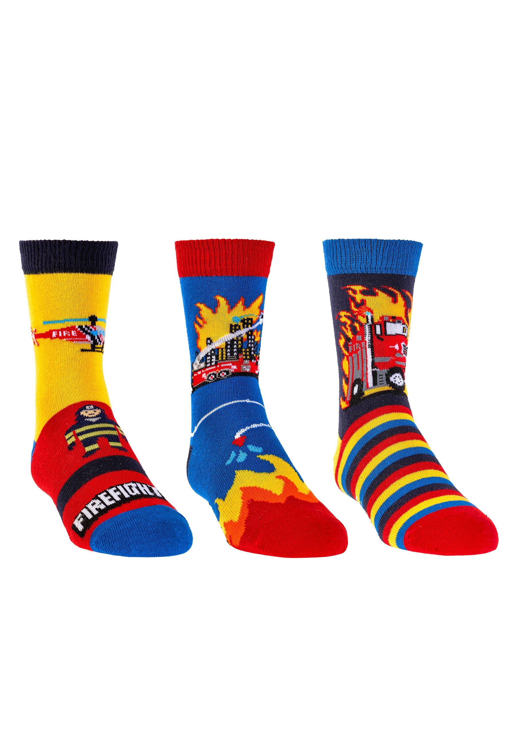 Yuhu Socken Jungen Feuerwehr Socken 3er Pack aus Baumwolle (3-Paar)
