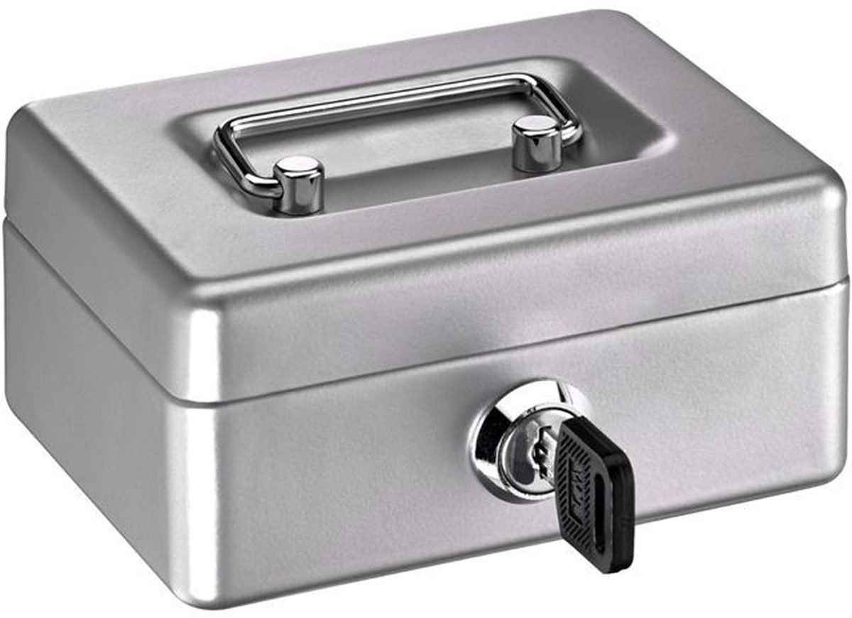 ALCO Geldkassette Geldkassette Mini-Box Stahlblech mit Schloss 125x95x60mm silber