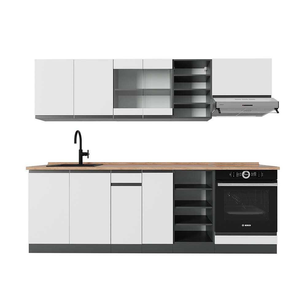 Vicco Küchenzeile R-Line, Weiß/Anthrazit, 240 cm, günstig online kaufen