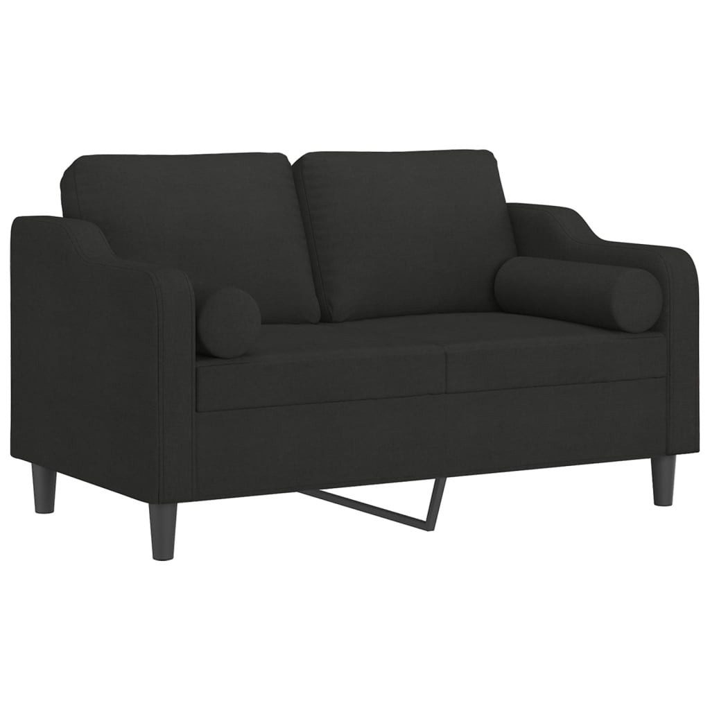 vidaXL Sofa 2-Sitzer-Sofa mit Zierkissen Schwarz 120 cm Stoff