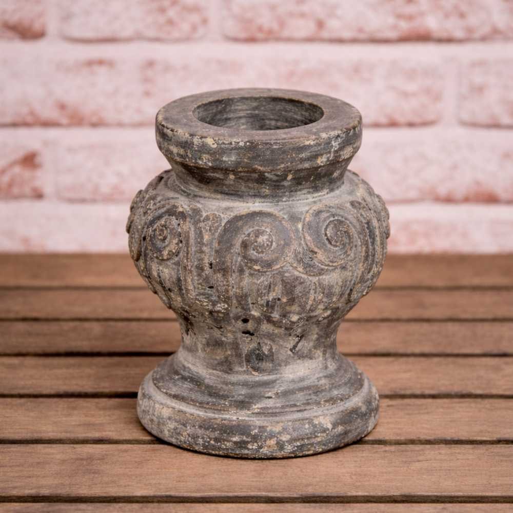 AltoBelli Kerzenhalter AltoBelli Kerzenhalter NAPOLI Zement Antik Grau Patina 15 cm