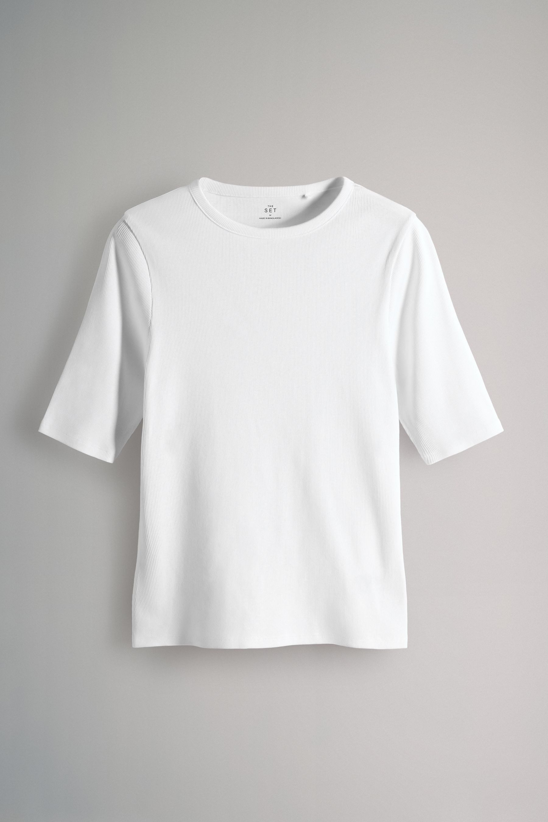 T-Shirt The Set Gerippte T-Shirts mit 3/4-Ärmeln, 5er-Pack