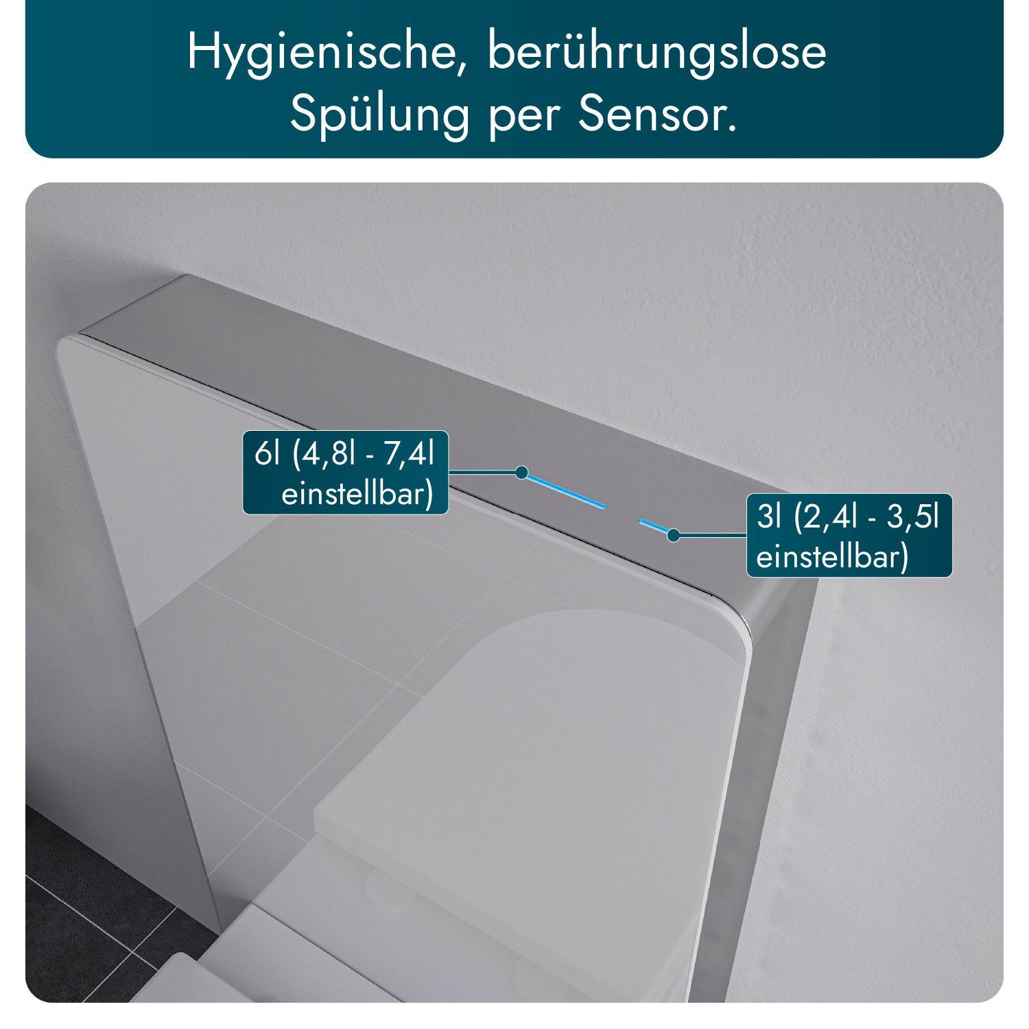 Bernstein Vorwandelement WC 805S, Sanitärmodul / Aufputz Spülkasten für Wand WC Toilette mit Sensor