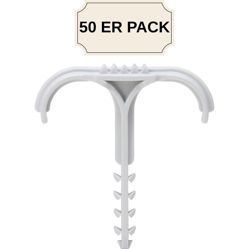 Kopp Dübel-Set 50er Einfachsteckdübel 20-25 mm Schlaufendübel Steckdübel Kabeldübel, Dübel-Set Kabelbefestigung Kabelhalter Befestigungsdübel