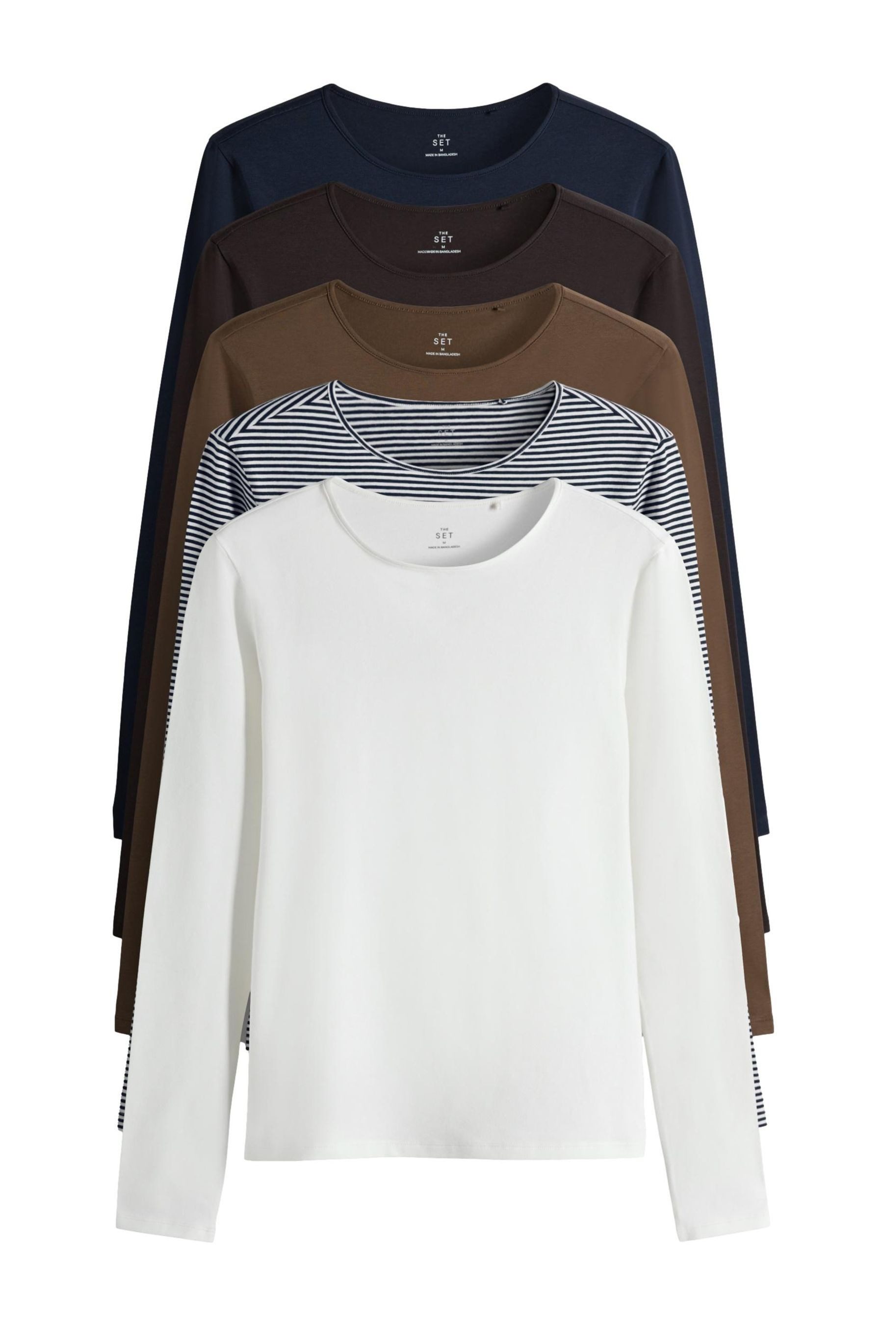 The Set Langarmshirt The Set Langarmshirts mit Rundhalsausschnitt, (5-tlg) günstig online kaufen