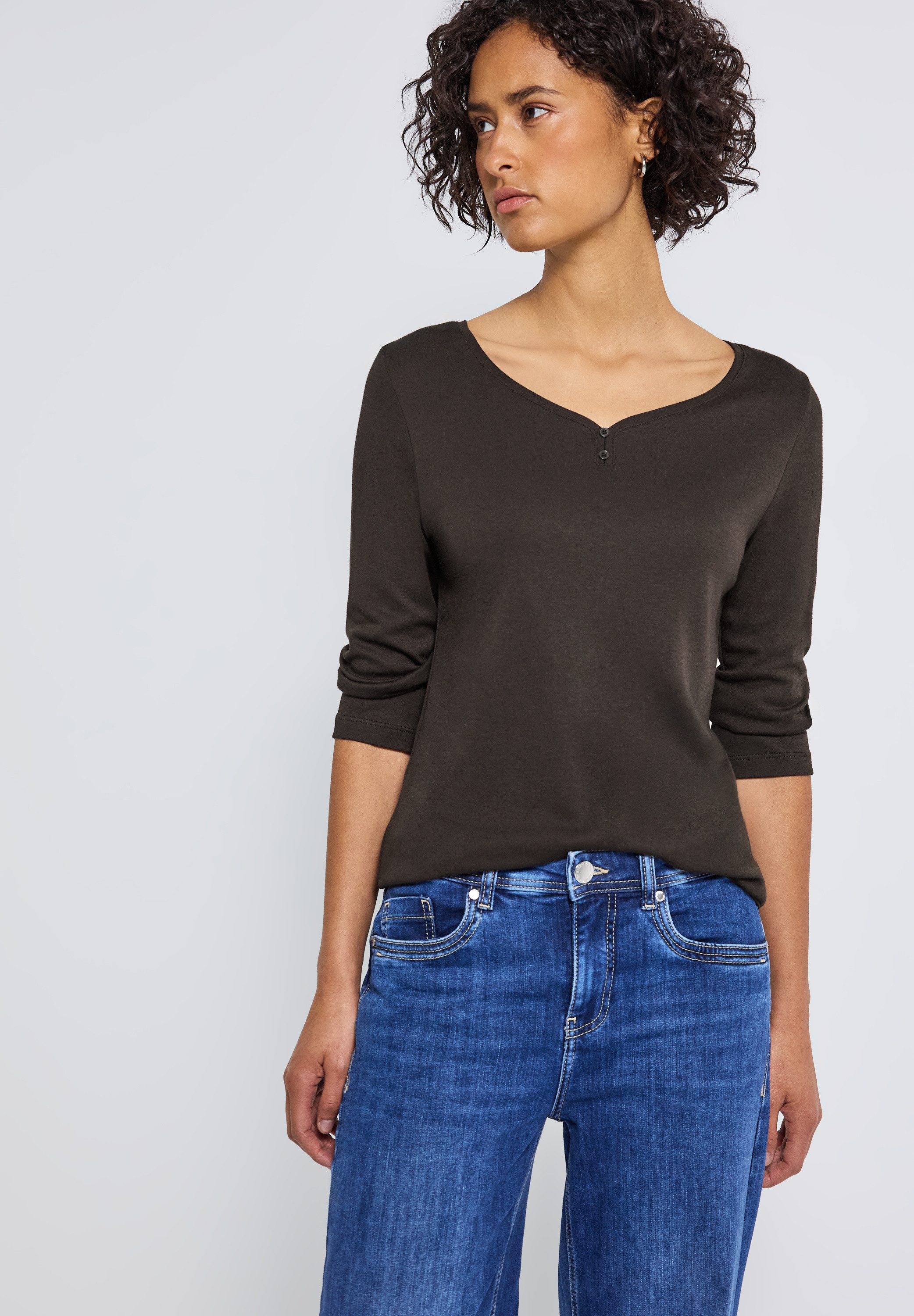 STREET ONE 3/4-Arm-Shirt mit Knopfdetail günstig online kaufen