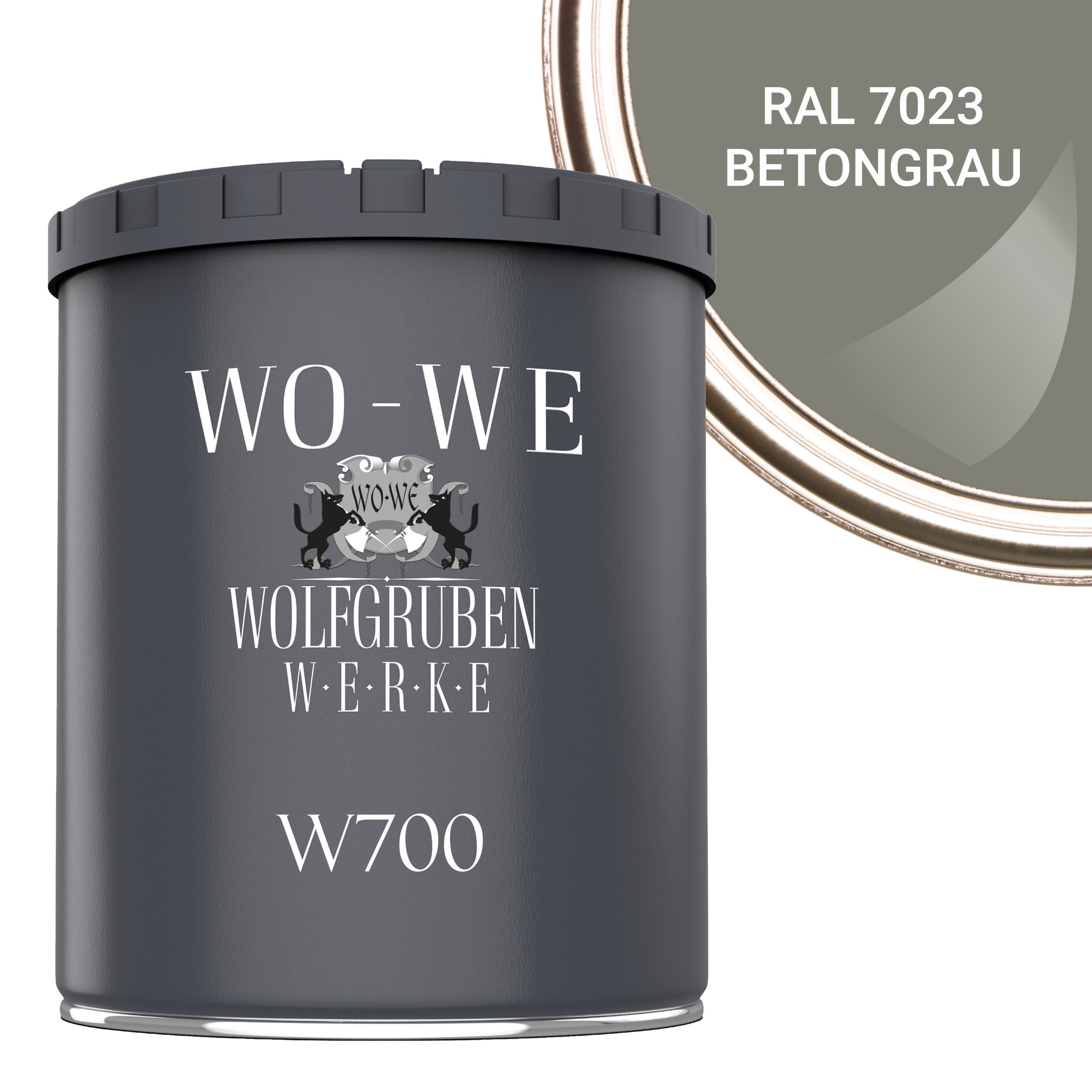 WO-WE Bodenversiegelung Betonfarbe Bodenfarbe Bodenbeschichtung W700, 1-10L, Seidenglänzend RAL 7023 Betongrau
