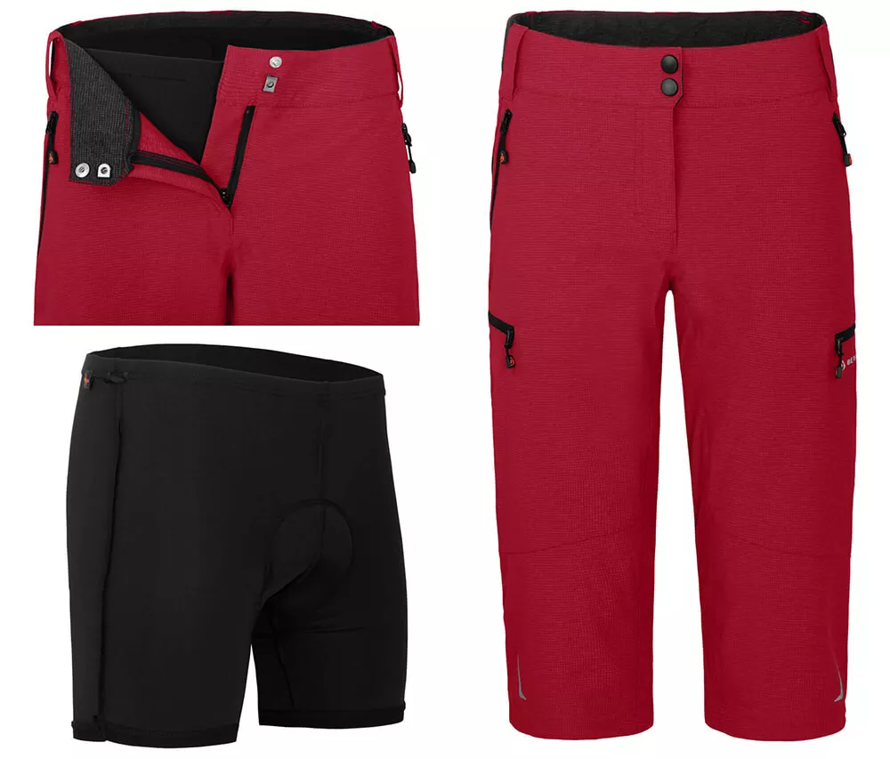 Bergson Fahrradhose VINA Capri Damen 3/4 Radhose 2in1 (mit gepolsterter Innenhose), robust, elastisc