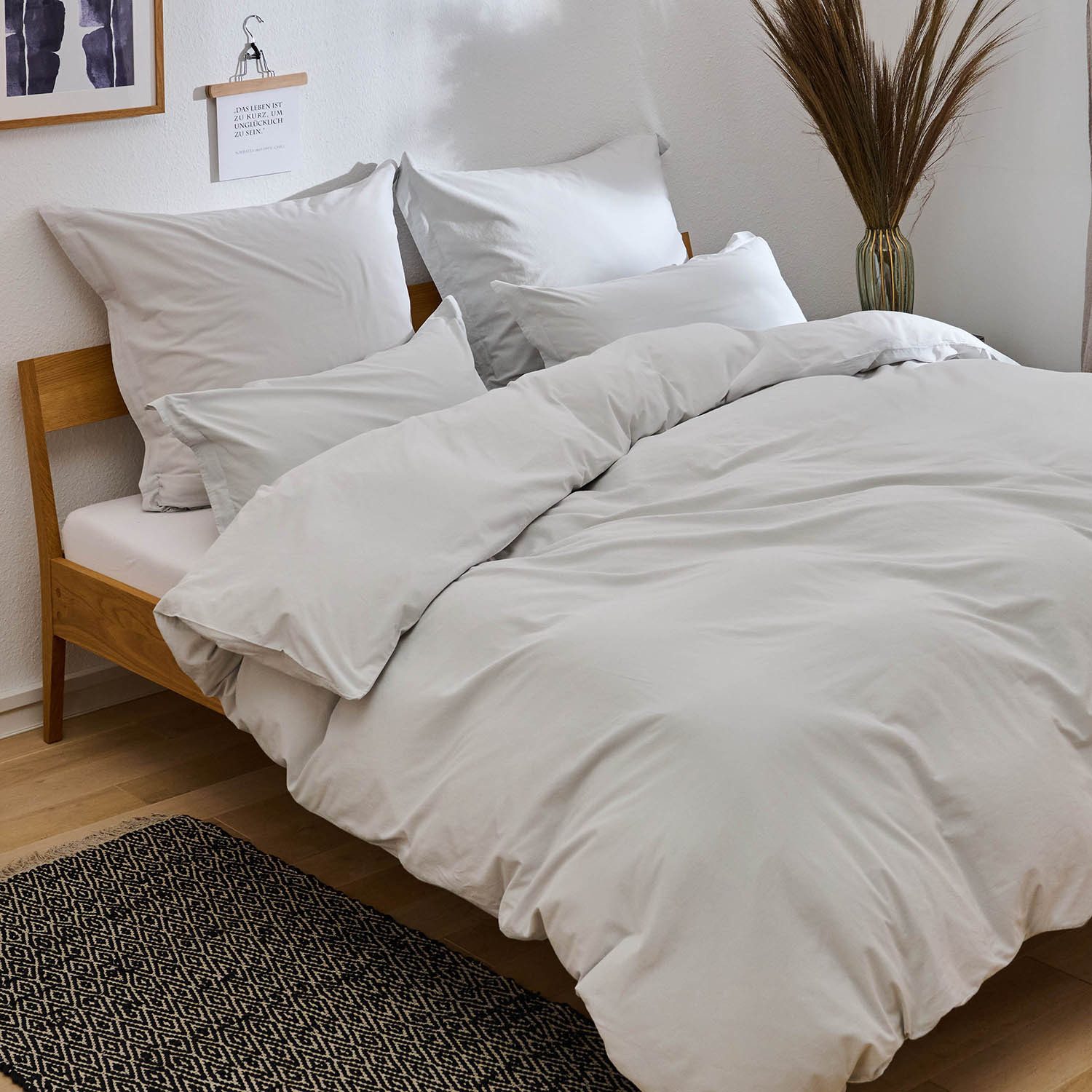 Bettwäsche Bettwäsche aus 100% Baumwolle mit Kissenbezug, Blumtal, Oeko-TEX zertifizierte Bettwäsche in Leinen Optik