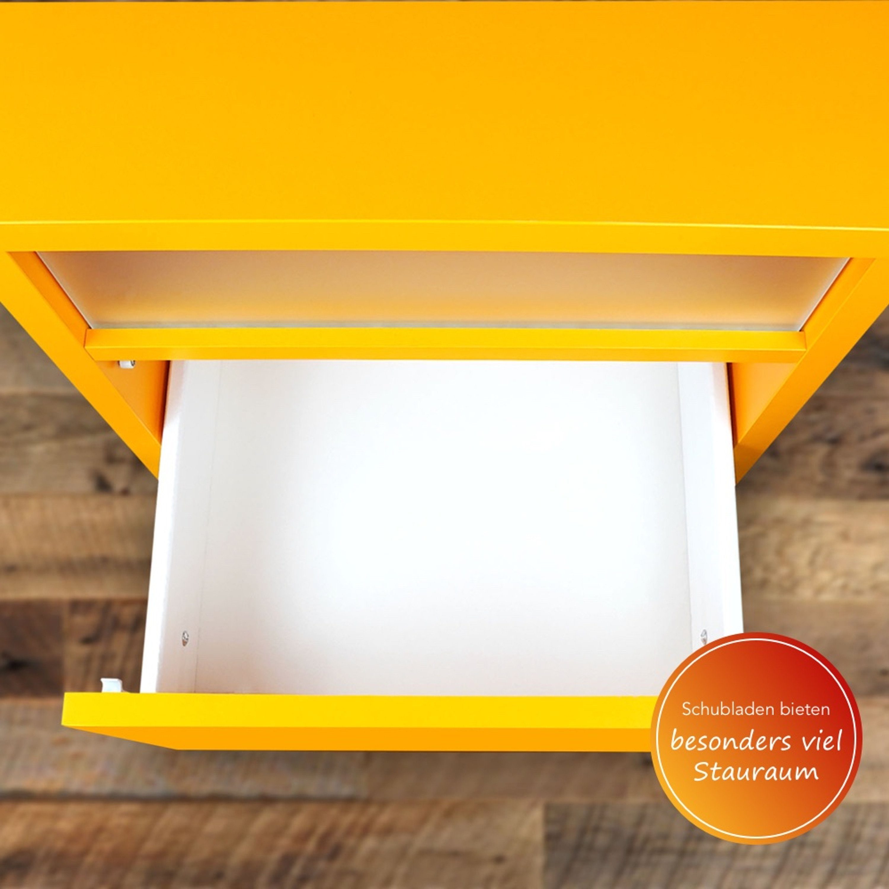 Orange | Farbig Aileenstore Ablagefach Eyecatcher, Sideboard Push-to-open-Funktion Kabeldurchlass