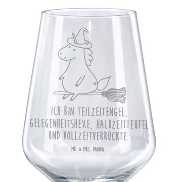 Mr. & Mrs. Panda Rotweinglas Einhorn Hexe - Transparent - Geschenk, Unicorn, Rotwein Glas, Zicke, Premium Glas, Unikat durch Gravur