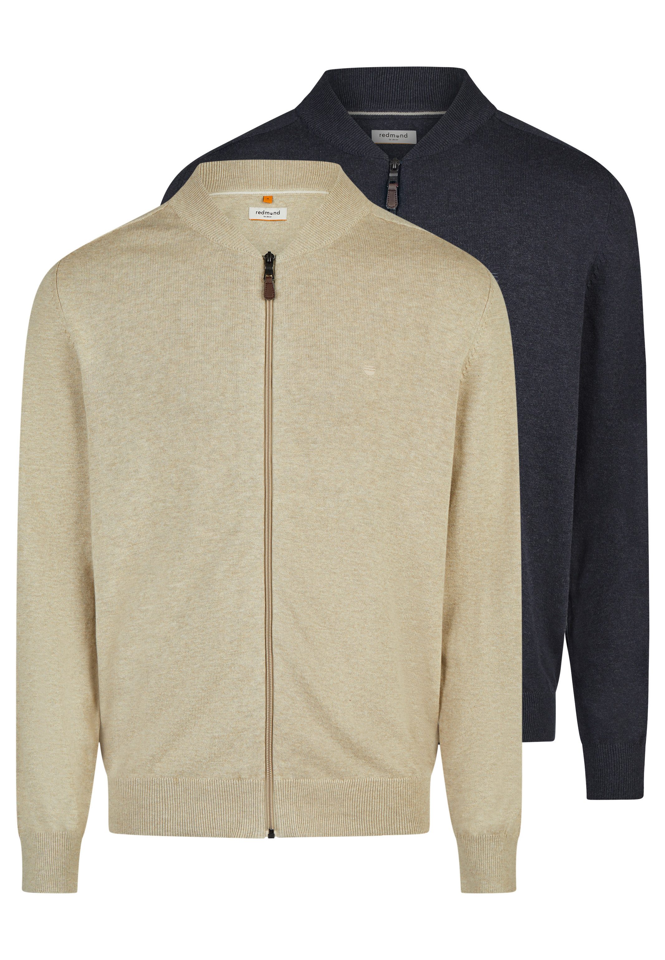 Redmond Strickjacke 2er Pack Basic (Spar-Set, 2-tlg) Strickjacke - Baumwolle - Atmungsaktiv - Weicher Feinstrick
