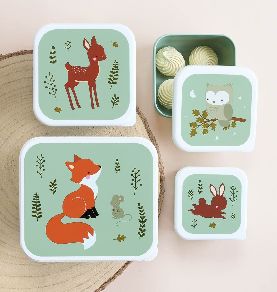 A Little Lovely Company Lunchbox Snackbox Set, Polypropylen, (4-tlg)