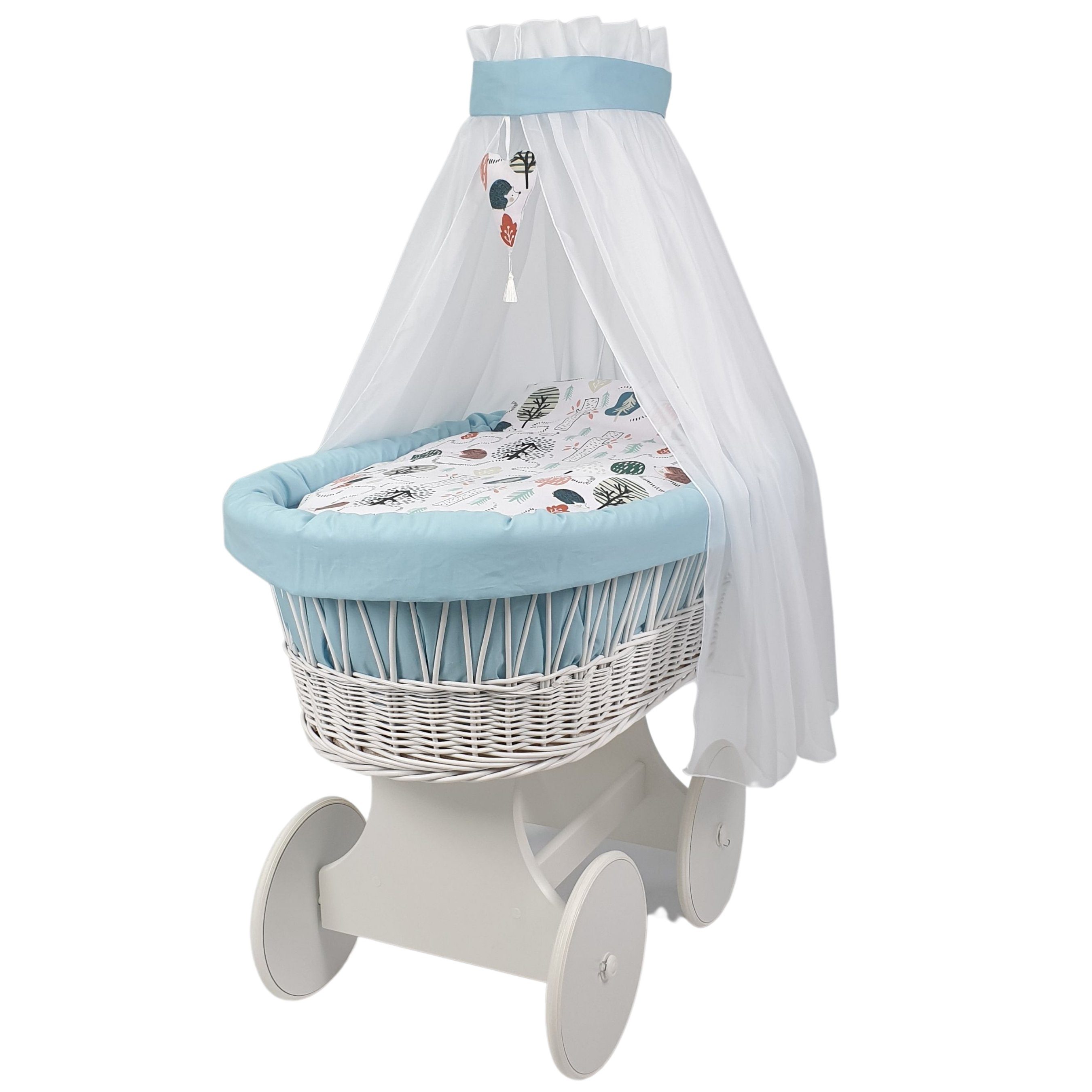 Babymajawelt Stubenwagen Baby Stubenwagen Komplett Set mit echtem Charme - Naturweide, Räder XL, Erstes Babybett, Made in EU, Alles inklusive, Höchster Komfort