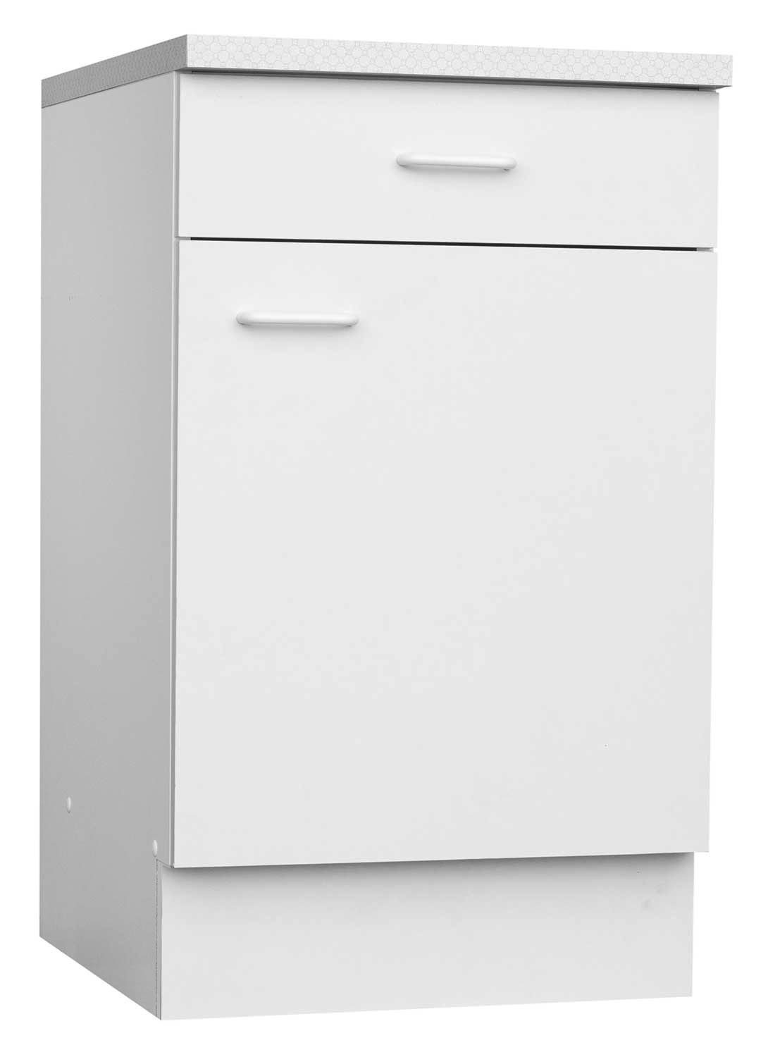 Unterschrank TOP, B 60 cm x H 85 cm, Weiß, 1 Tür, 1 Schublade