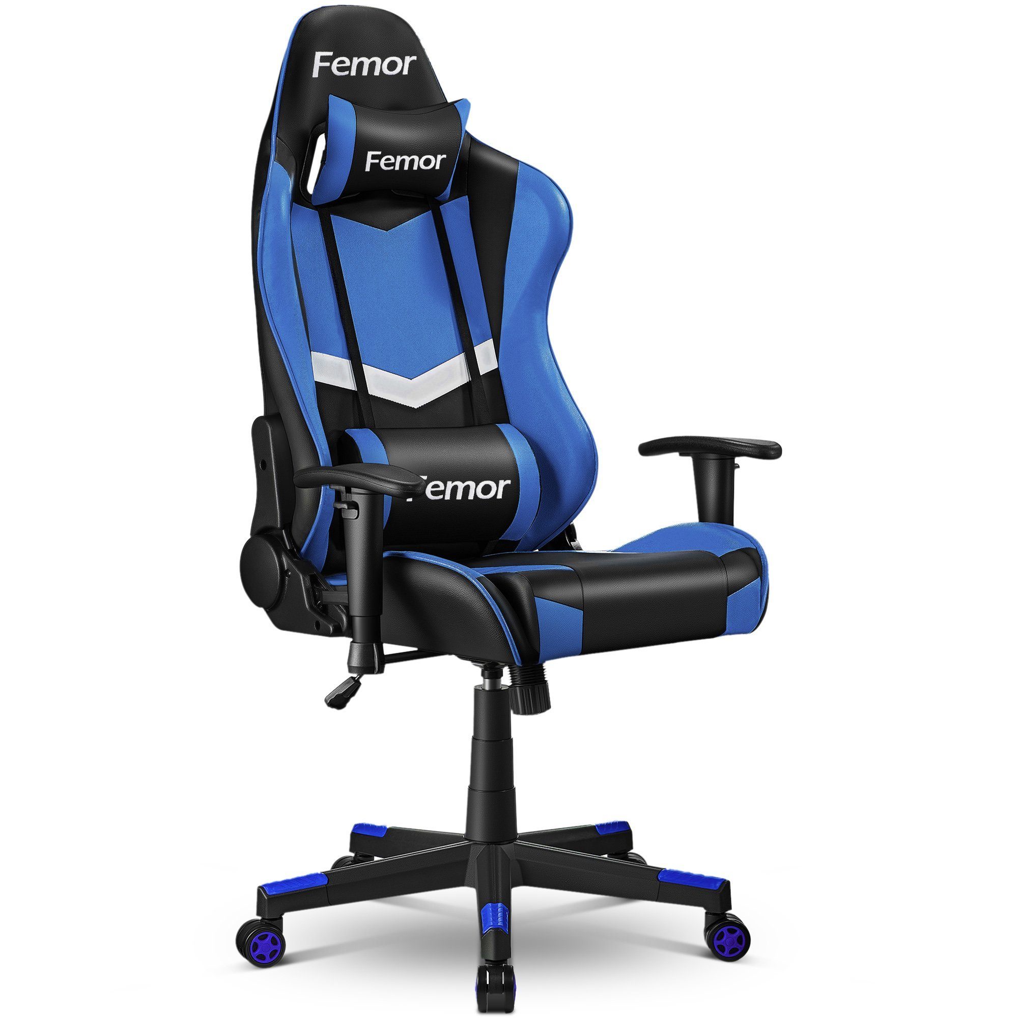 Femor Gaming Chair Gaming Stuhl, Gamer Stuhl 90°-160° Neigungswinkel blau