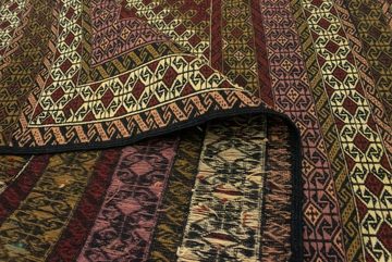Wollteppich Kelim Afghan Teppich handgewebt grün, morgenland, rechteckig, Höhe: 4 mm, Kurzflor