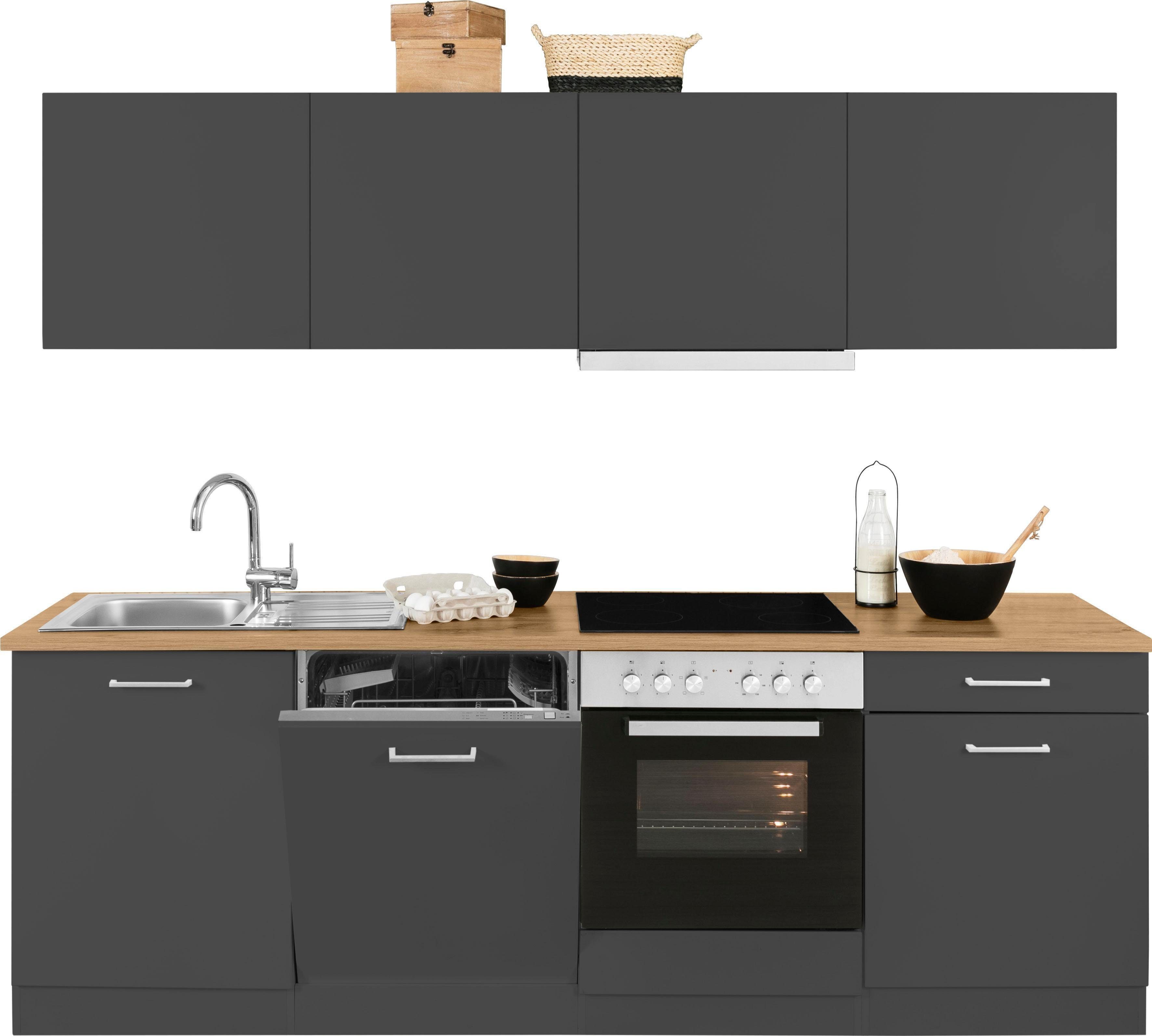 KOCHSTATION Küchenzeile KS-Kehl, mit E-Geräten, Breite 240 cm, inkl. Geschirrspülmaschine