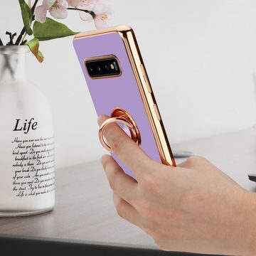 Cadorabo Handyhülle Samsung Galaxy S10 PLUS Samsung Galaxy S10 PLUS, Schutzhülle - TPU Silikon Hülle - mit Kameraschutz und Ring