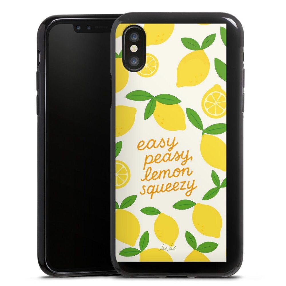 DeinDesign Handyhülle Zitrone Spruch Statement Easy Peasy Lemon Queezy, Apple iPhone Xs Silikon Hülle Bumper Case Handy Schutzhülle