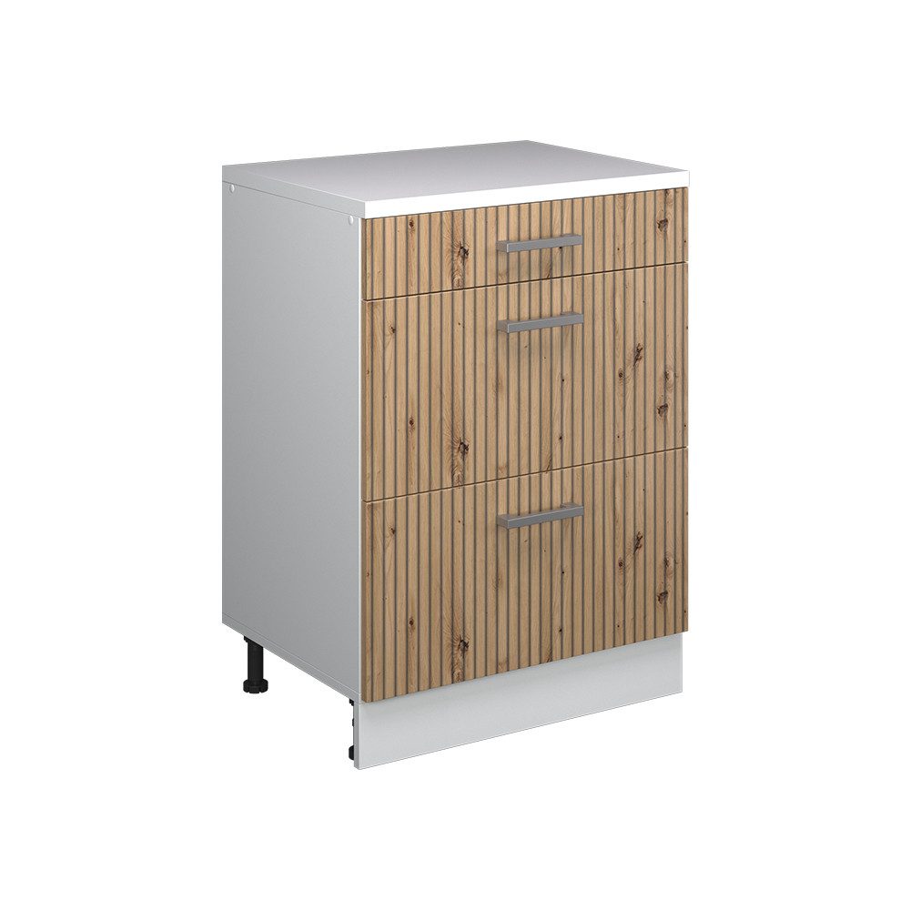 Vicco Kommode Rion, Artisan-Eiche/Weiß, 60 x 46 cm ohne Schräge mit 3 Schubladen (1 St)