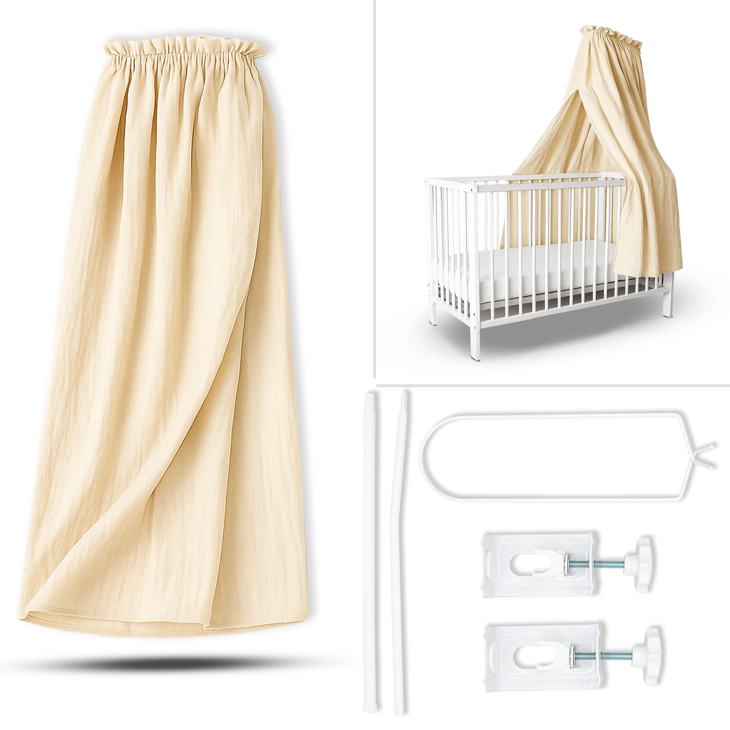 Babykajo Betthimmel Stoff + Ständer (Set, 1-tlg., in verschiedenen Varianten), Betthimmel Ständer mit Betthimmel für Babybetten