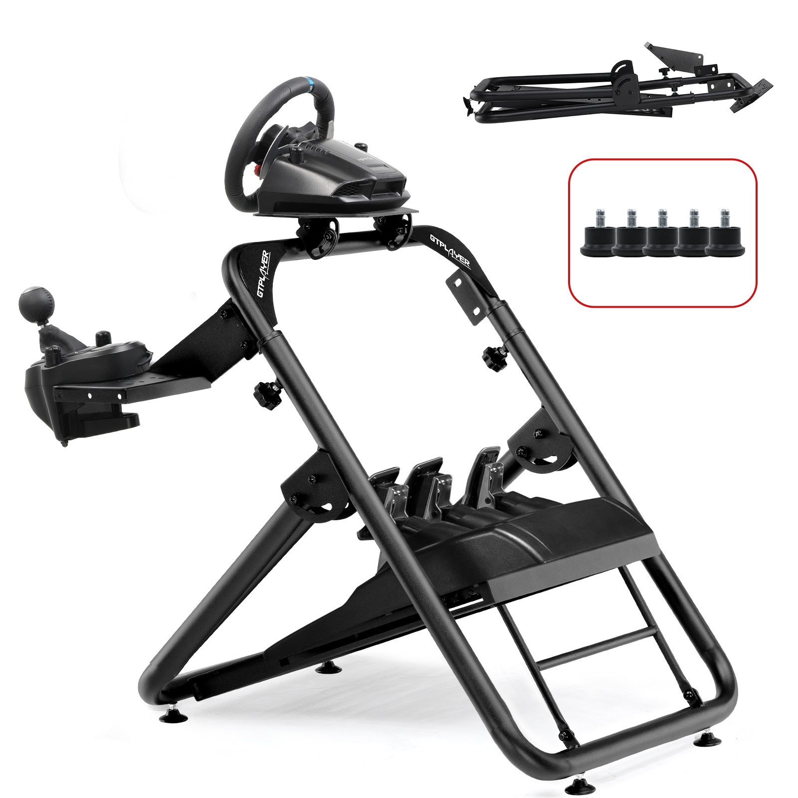 GTPLAYER Sim Racing Lenkradständer Gaming Wheel Stand mit Schalthebelhalterung Controller (Lenkradständer, Höhe und Winkel verstellbar Umfassende Kompatibilität)