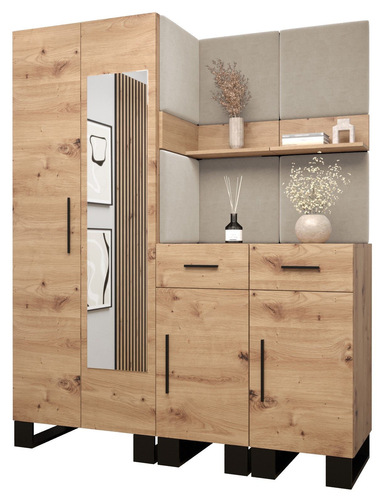 ABIKS MÖBEL Garderoben-Set ARTIN Set 15 Garderobe mit gepolsterten Paneelen günstig online kaufen