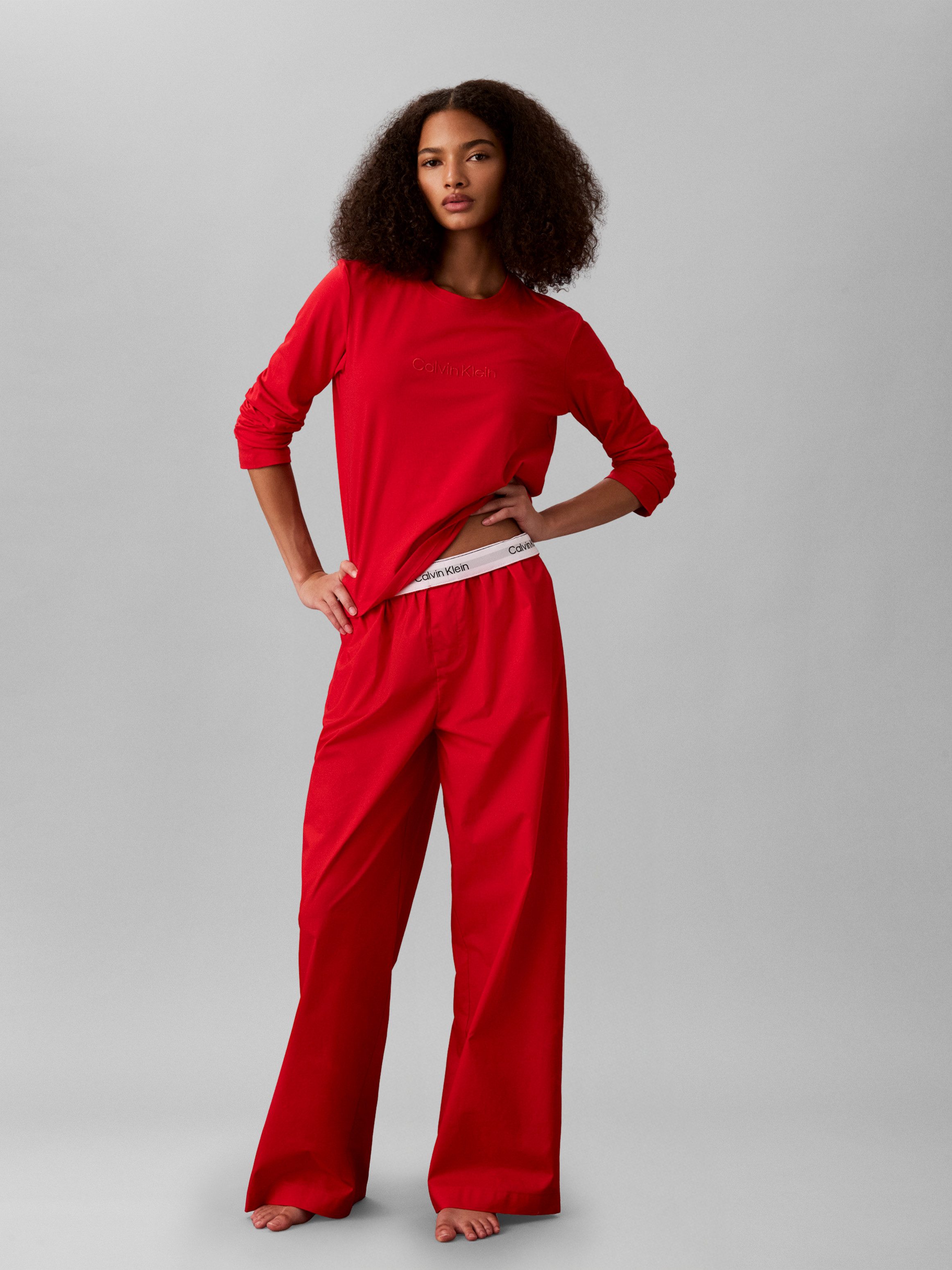 Calvin Klein Underwear Pyjama mit Logo-Stickerei, bequeme Passform, weites Bein