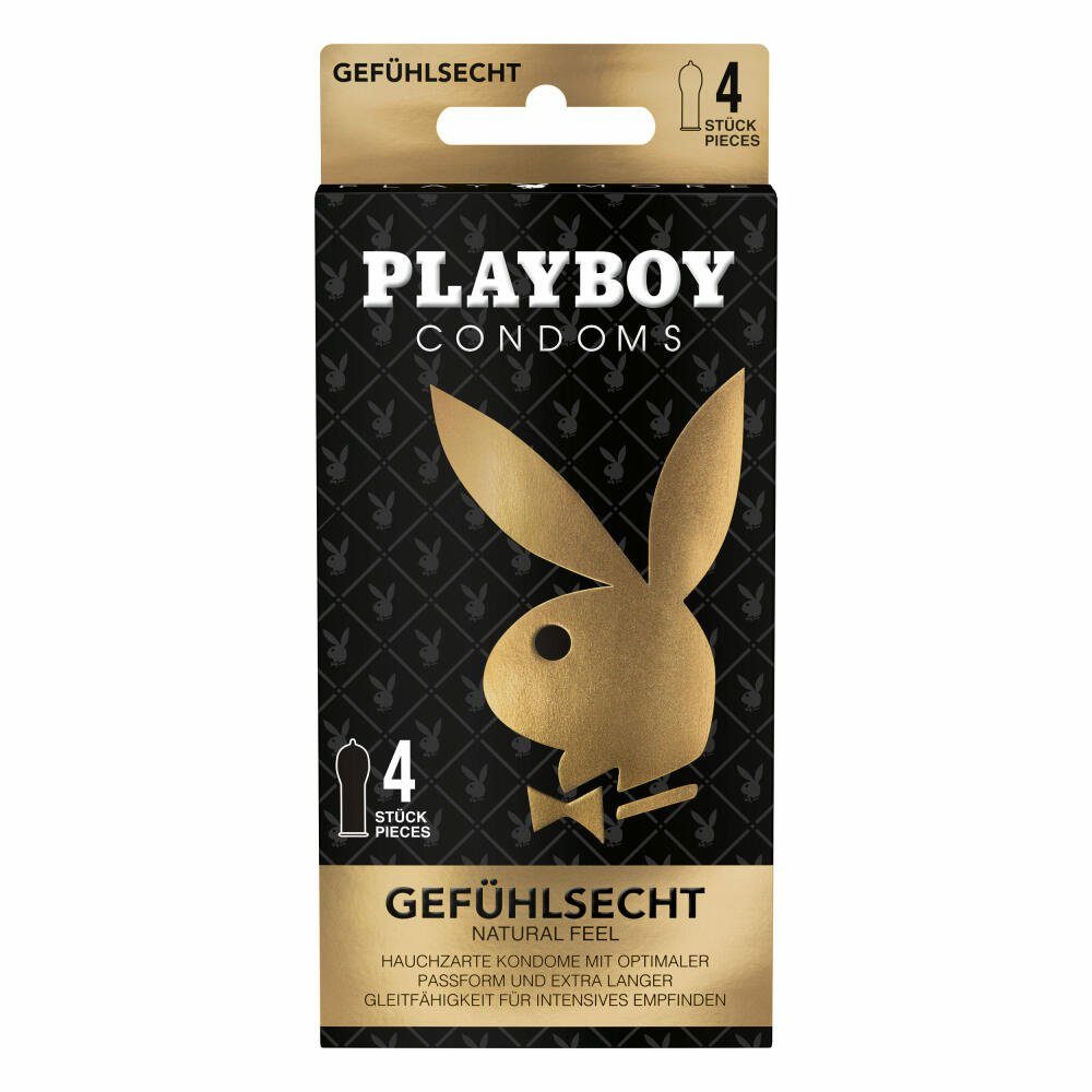 4 Condoms Gefühlsecht Kondome Packung, Playboy St.