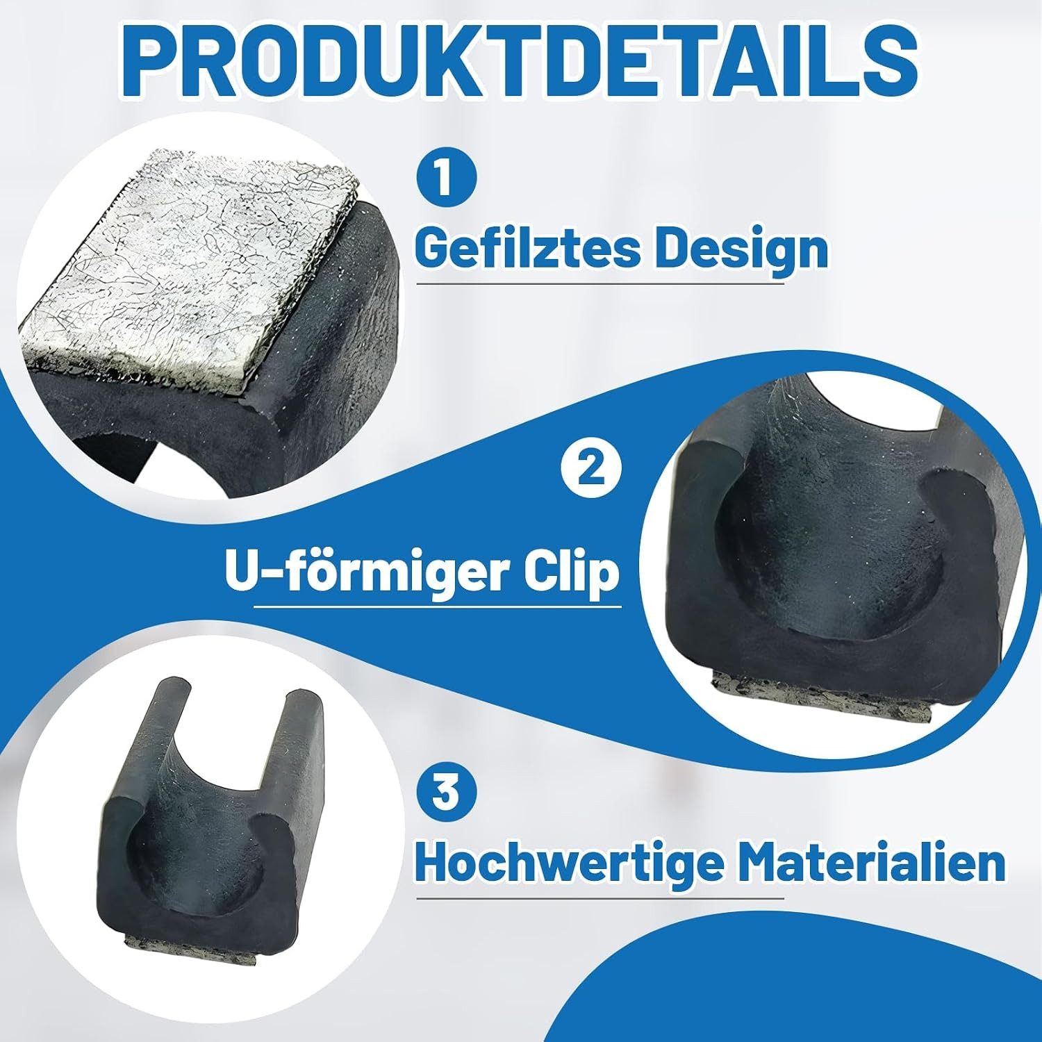 FELIXLEO Stuhlsocke 48 Stuhlgleiter Freischwinger Filzgleiter U Form 22mm für Parkett, (1 St) – Bild 3 von 5