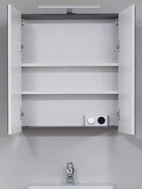Furn.Design Badezimmerspiegelschrank Lemos (Badschrank in grau Rauchsilber, 60 x 67 cm) mit viel Stauraum