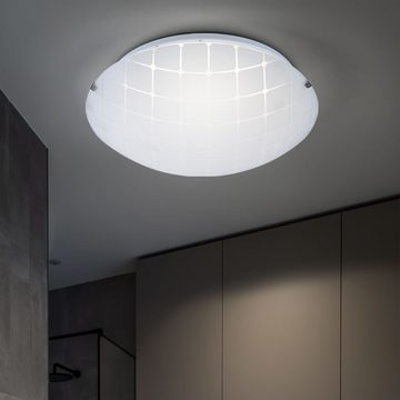 Globo LED Deckenleuchte, LED-Leuchtmittel fest verbaut, Warmweiß, Deckenleuchte Deckenlampe Wohnzimmerleuchte Chrom Glas LED