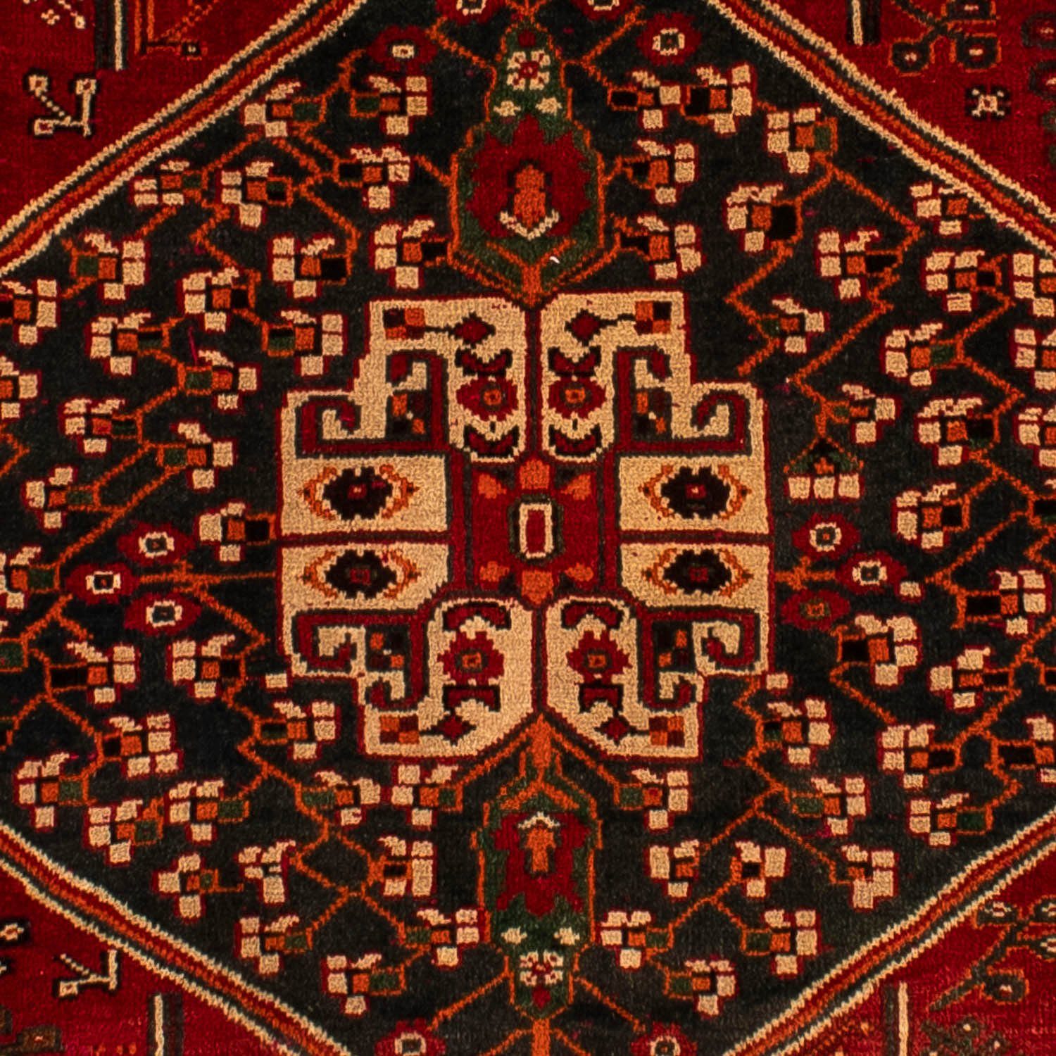 Orientteppich Perser - Nomadic - morgenland, Höhe: - cm dunkelrot, Zertifikat 305 x 214 10 mit mm, Handgeknüpft, Wohnzimmer, Einzelstück rechteckig