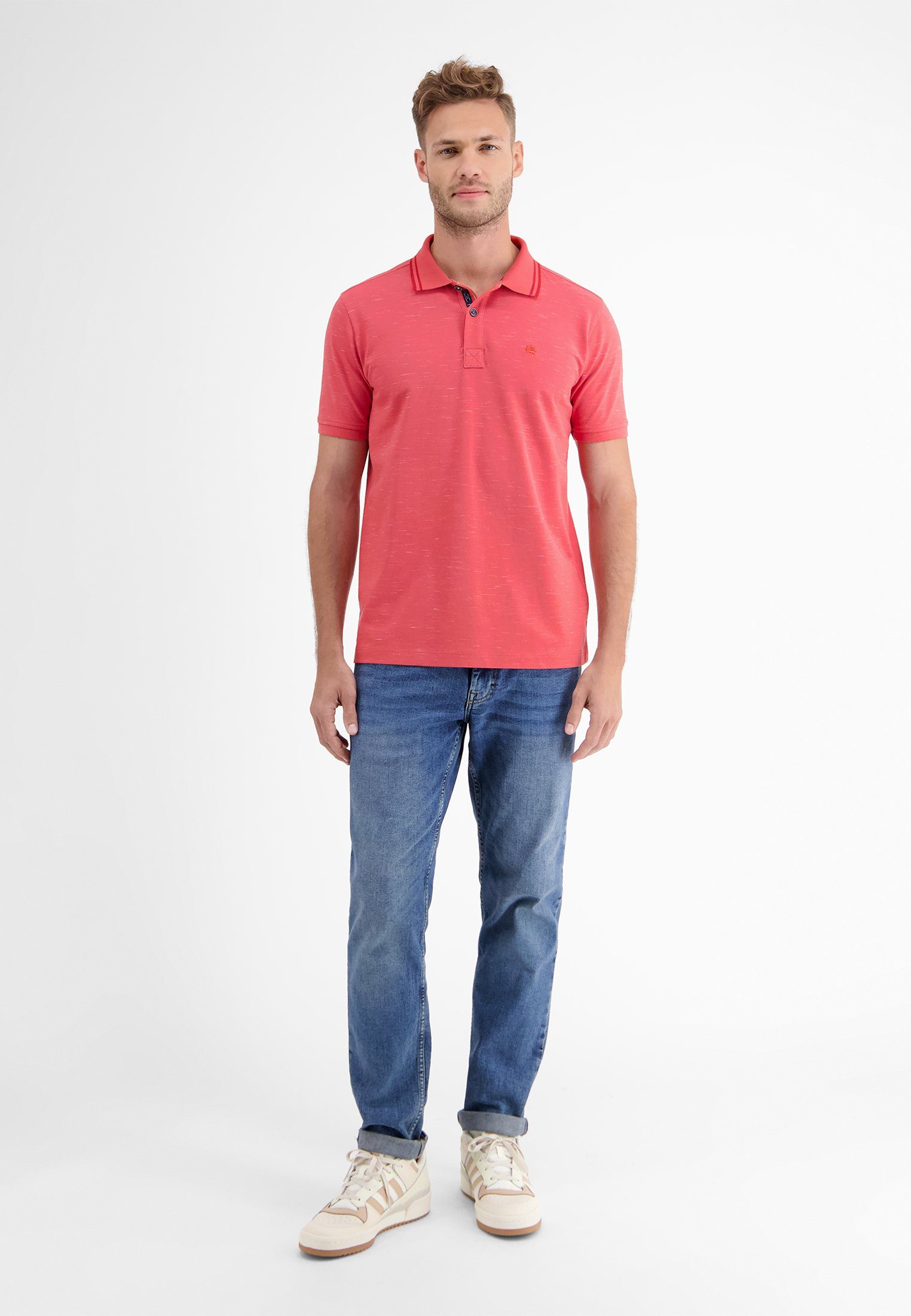 in LERROS Poloshirt Poloshirt LERROS HIBISCUS Two-Tone-Piqué RED