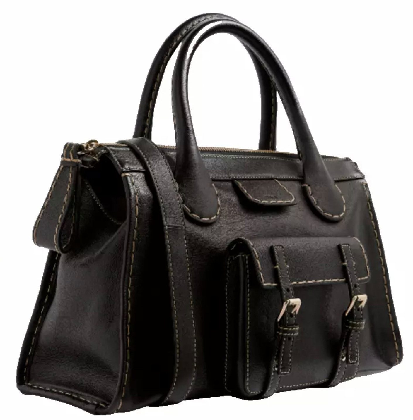 Chloé Schultertasche Edith Tote Bag Henkeltasche mit Kontrastnähten und Fronttasche, Abnehmbarer, verstellbarer Schulterriemen