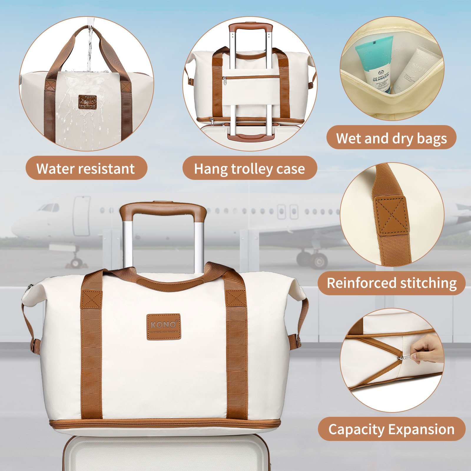 KONO Trolleyset Kombi-Set: Hartschalen-Koffer + Handgepäcktasche, (4 tlg)