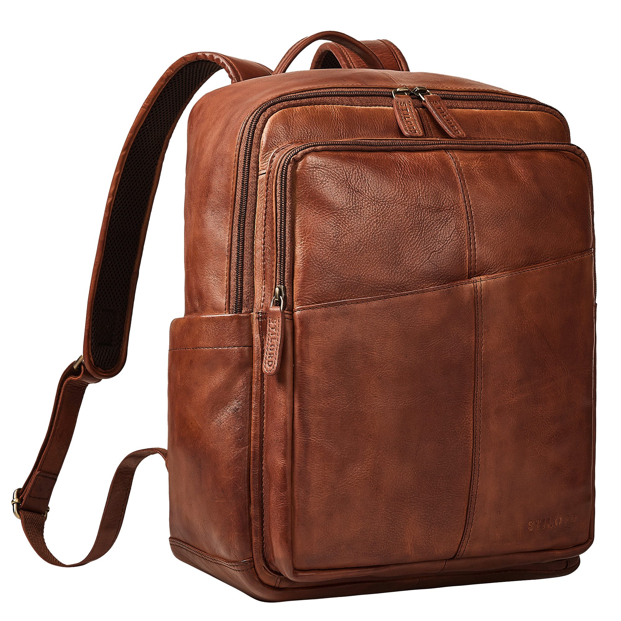 Notebook-Rucksack "Maurizio" Großer Leder Rucksack Herren Laptoprucksack 15,6 Zoll
