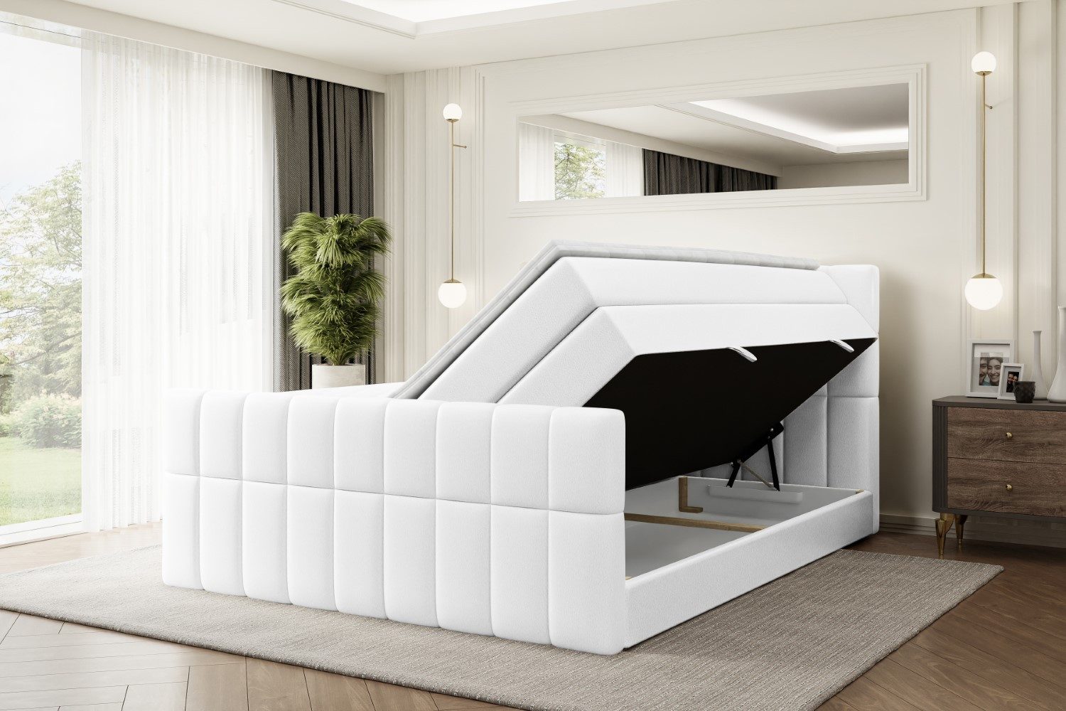 ALTDECOR Boxspringbett MIAMI-Z KING (Multipocket-Matratze H4, H3 Matratze Bonellfederung, Topper, Kopfteil), Doppelbett mit Fußteil