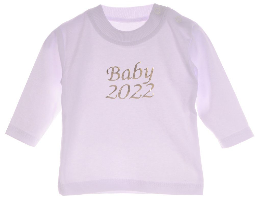 La Bortini Langarmshirt Baby Langarmshirt Weiß Erstlingsshirt Babyshirt T-Shirt Weiß / Baby2022