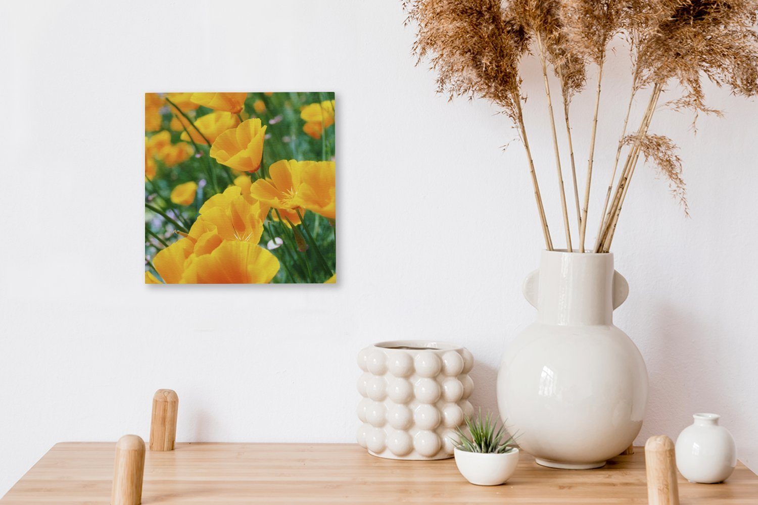 - bunt St), Leinwandbild Bilder OneMillionCanvasses® Blumen für Orange, Schlafzimmer (1 Garten - Wohnzimmer Leinwand