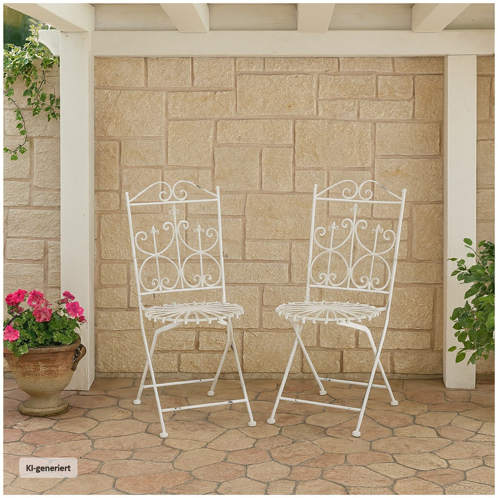 HTI-Living Gartenstuhl Gartenstühle 2er Set Romantic Garden (Set, 2 St), Metallstuhl Klappstuhl