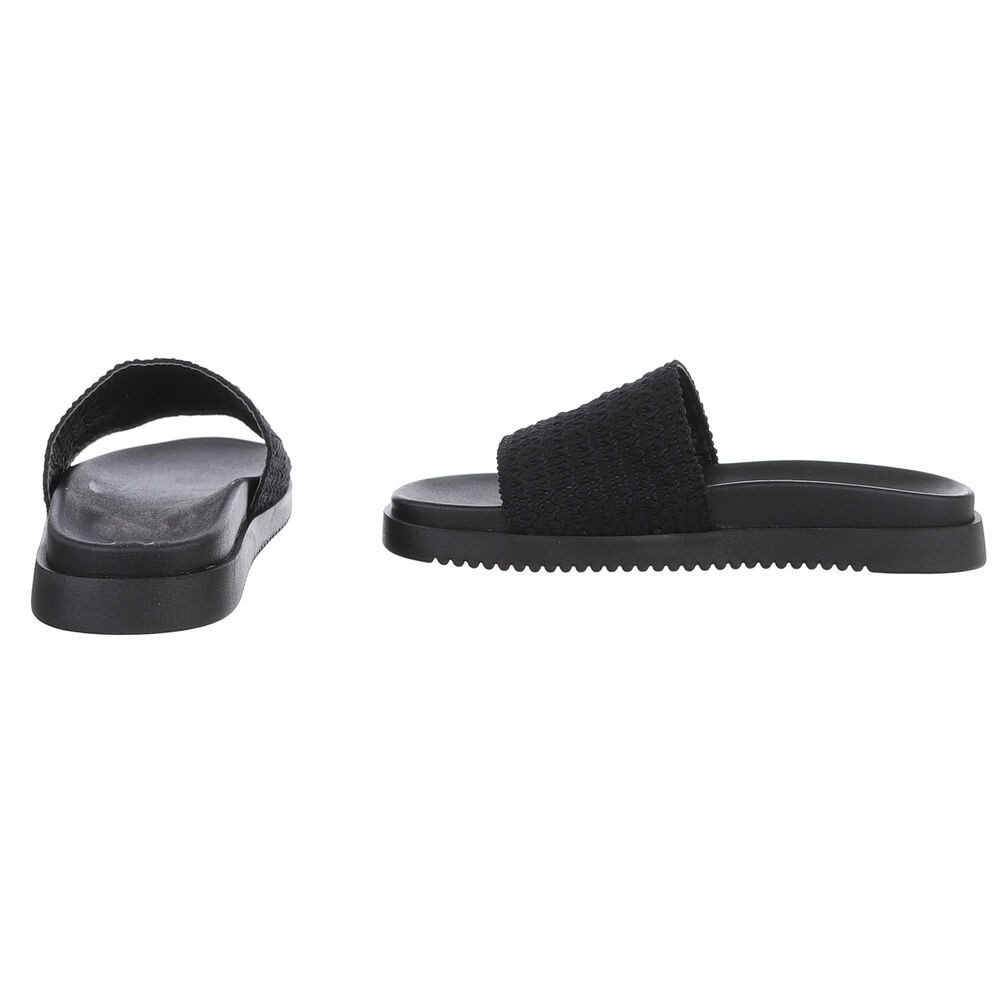 Ital-Design Moderne Damen Sandalen mit geflochtenem Obermaterial Pantolette (89372635) Flach Pantoletten in Schwarz – Bild 5 von 5
