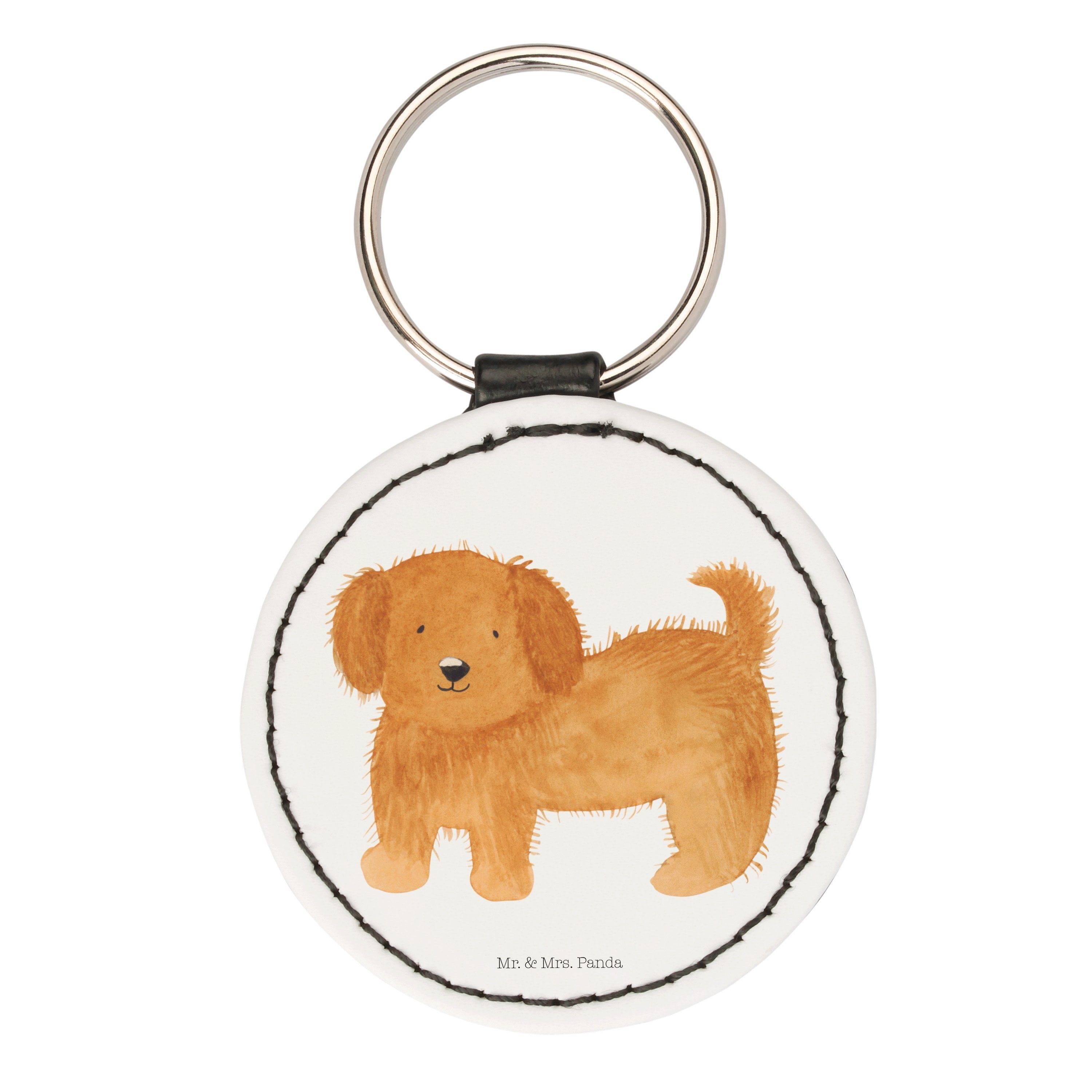 Mr. & Mrs. Panda Schlüsselanhänger Hund flauschig - Weiß - Geschenk, Hunderasse, Frauchen, Schlüsselanhä (1-tlg) | Schlüsselanhänger