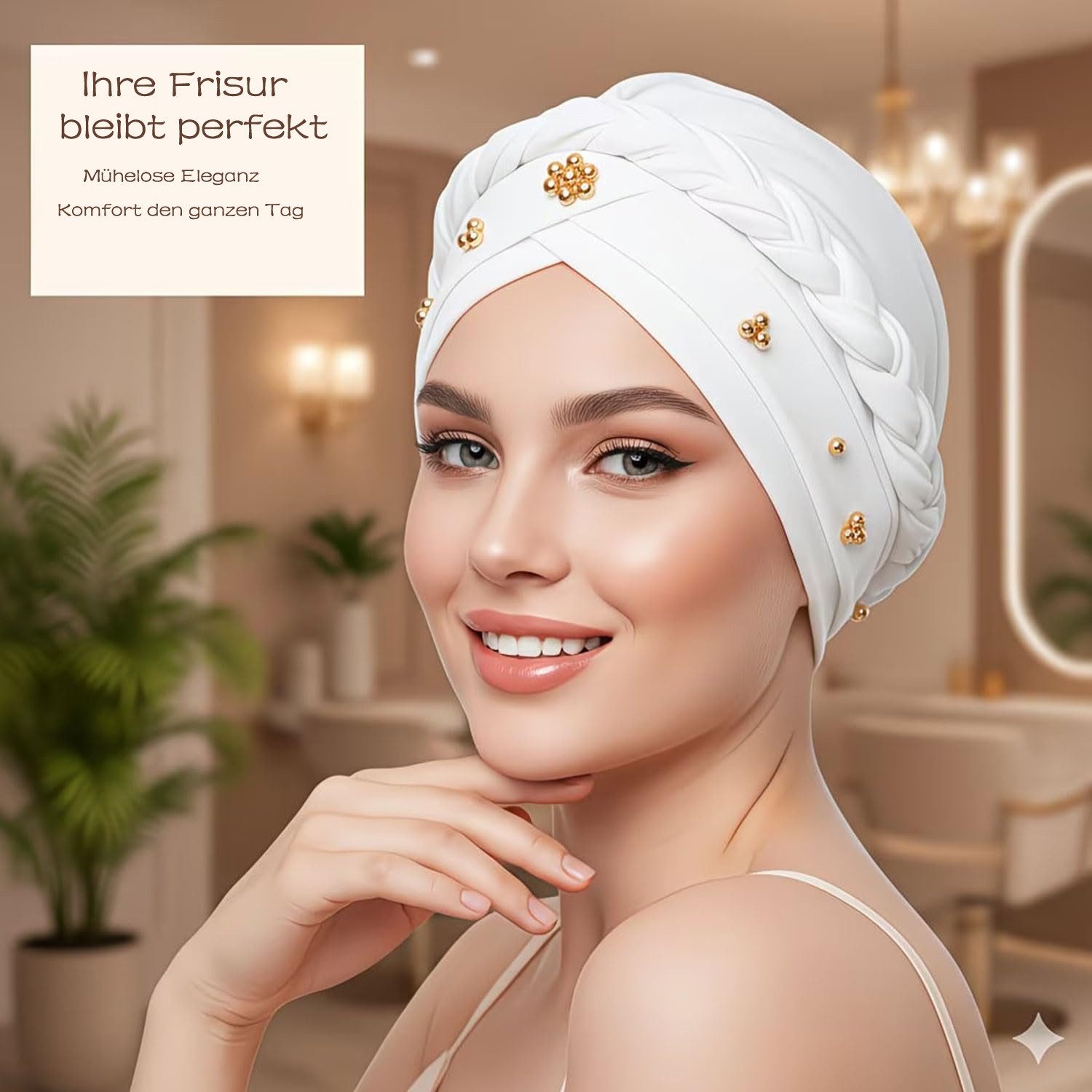 Zaewry Kopftuch Damen-Turban – Vorgebundener Chemo-Kopftuch, Beanie, Mütze, mit gedrehter – Kopfbedeckung für Krebspatientinnen – Bild 5 von 5