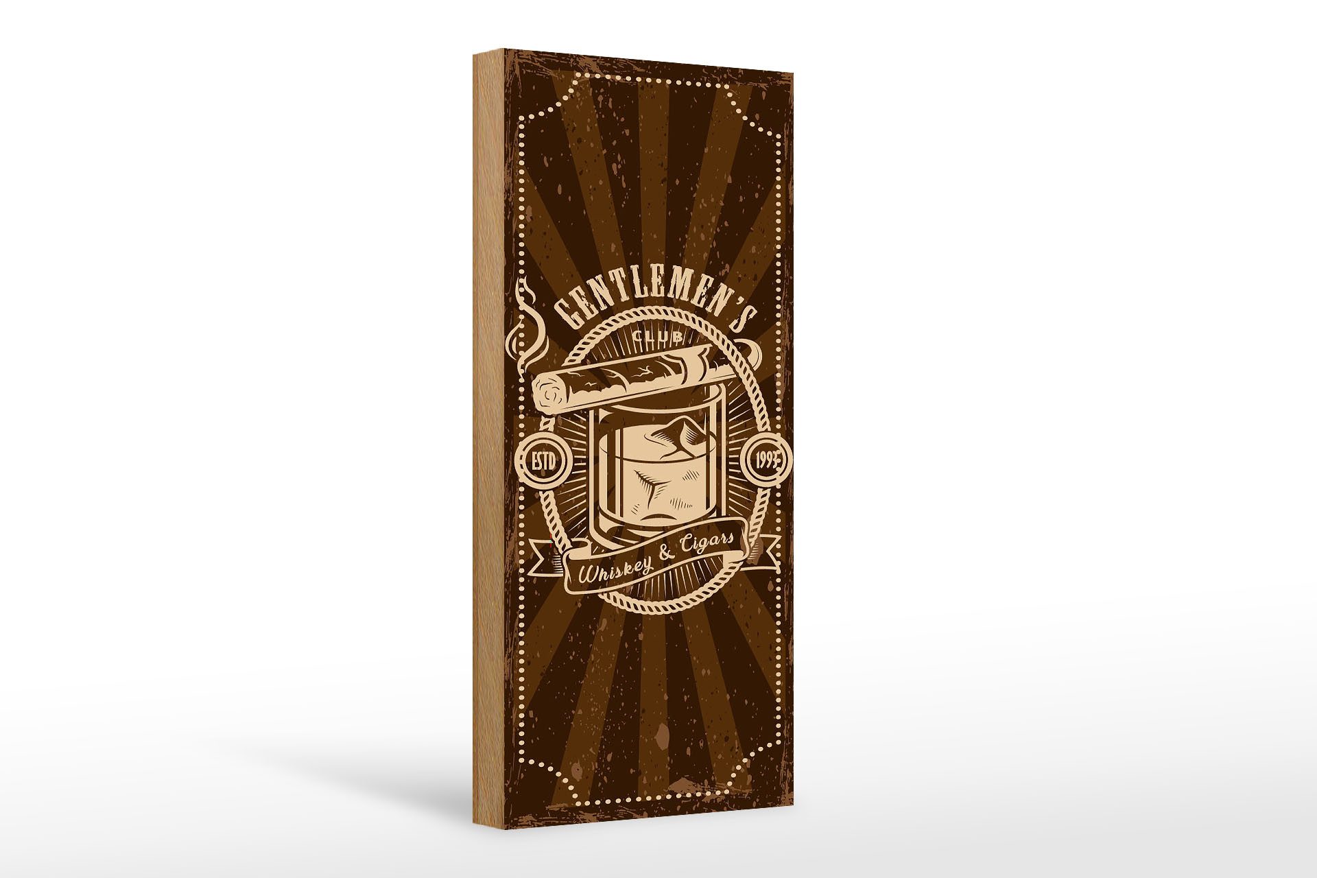 Holzbild Spruch Gentlemen`s Club Whiskey & Cigars 10x27cm