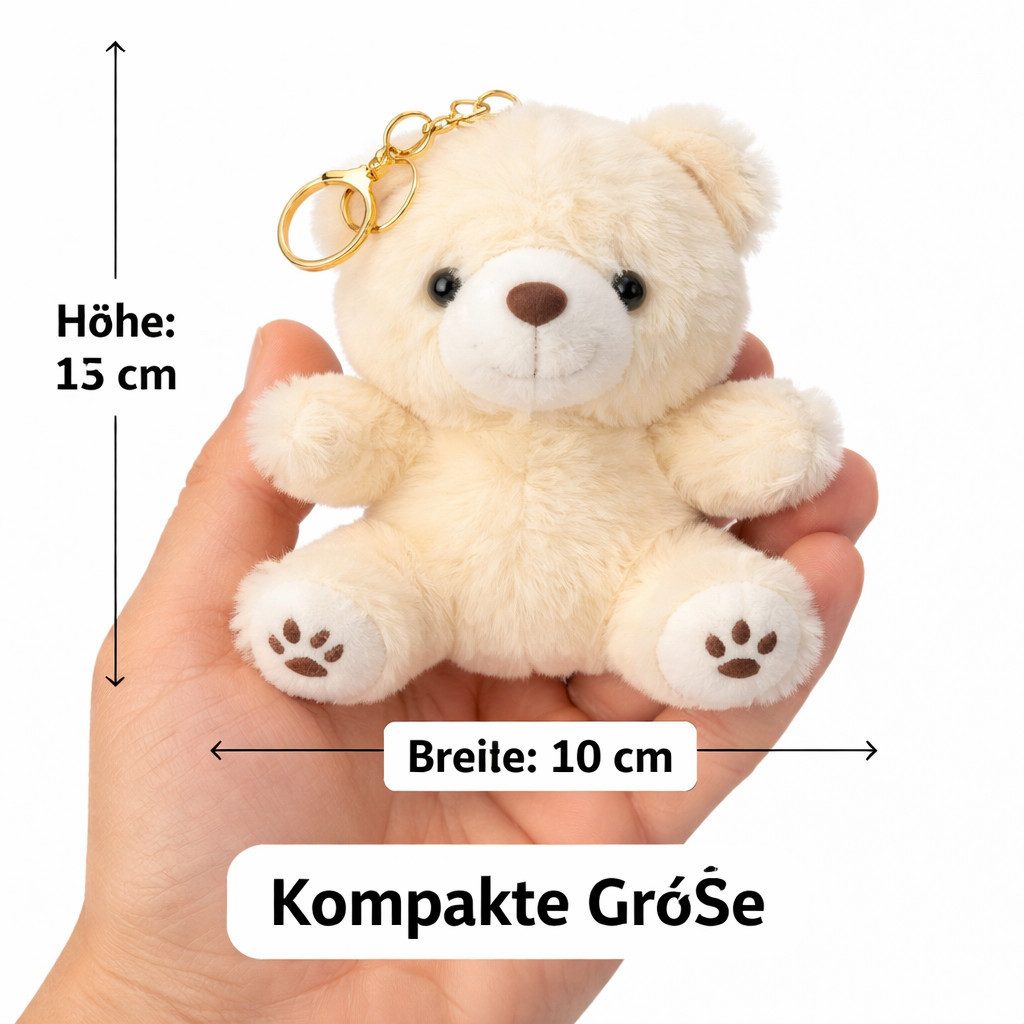 soma Schlüsselanhänger Plüsch Bär Schlüsselanhänger 13cm Weicher Kuschelhase mit Metallring (Set, 1-tlg., Geschenk-Set), Weicher Mini-Teddybär Anhänger für Schlüssel, Tasche oder Rucksack
