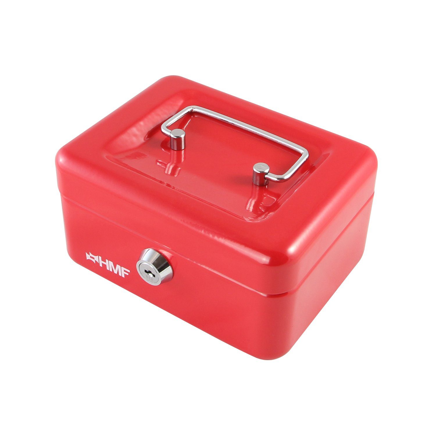 Bargeldkasse cm Geldkassette Abschließbare mit robuste HMF rot mit Schlüssel, Sparkassette, Münzeinsatz, 15x12x8 Geldbox
