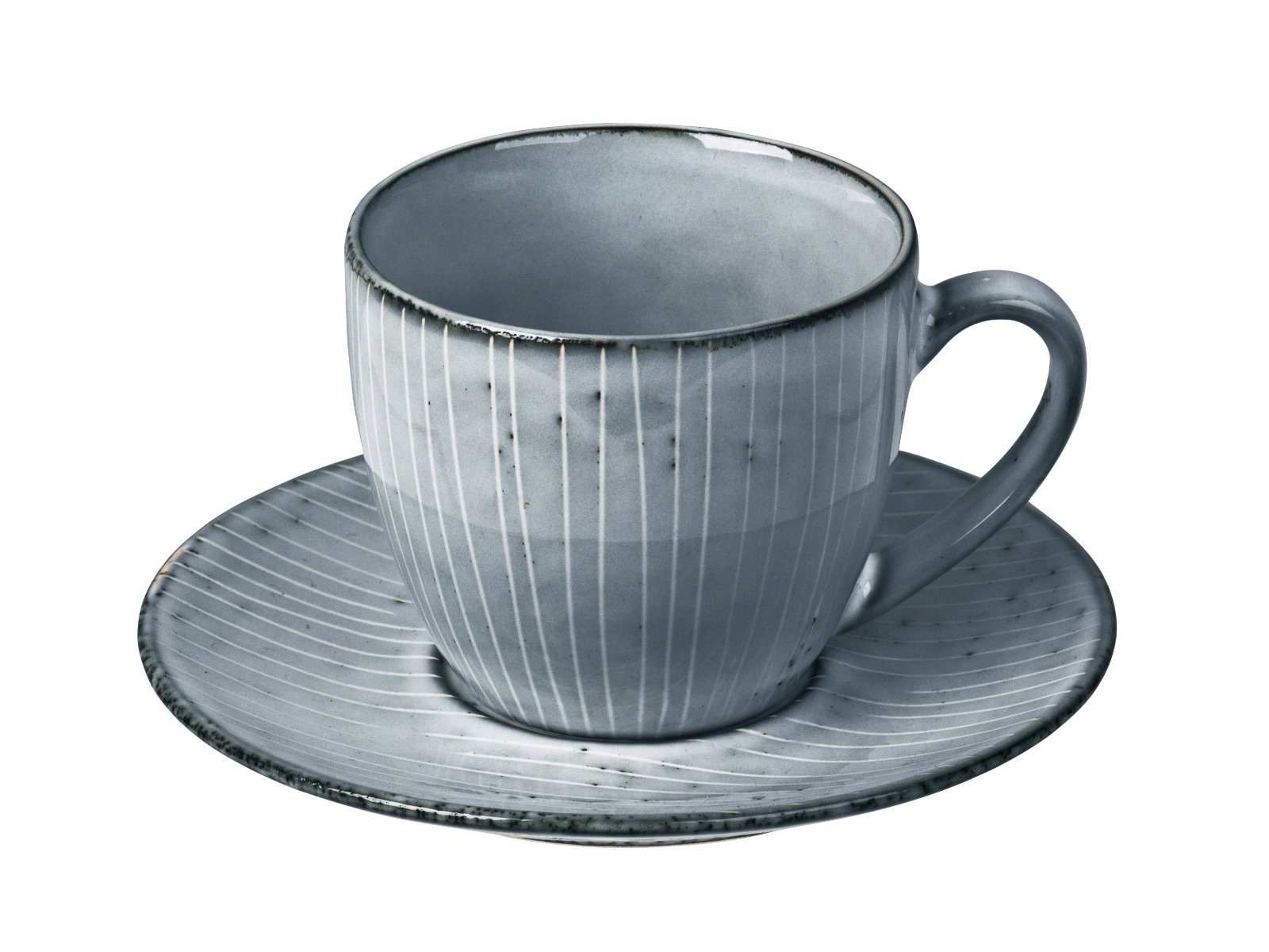 Broste Copenhagen Tasse Nordic Sea Tasse m. Untertasse 0,15 l, Steinzeug mit reaktiver Glasur, Nordic Sea Tasse mit Untertasse